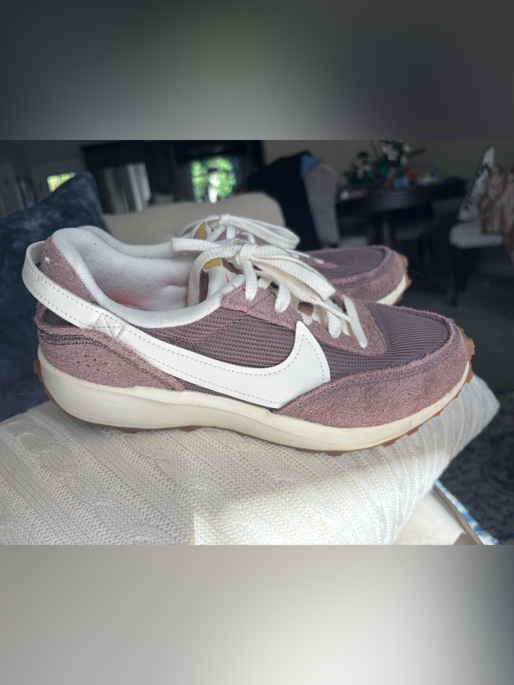 Nike Waffle Debut Womens Plum/Mauve Suede & Mesh Running Sneakers DX2931-200 8.5